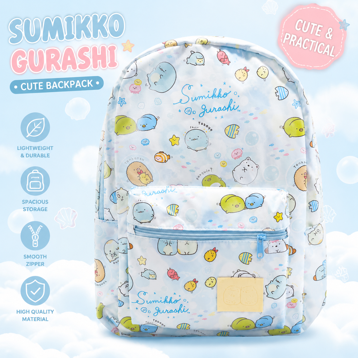 School Backpack Teen - Kawaii Sumikko Gurashi Sea Friends Backpack