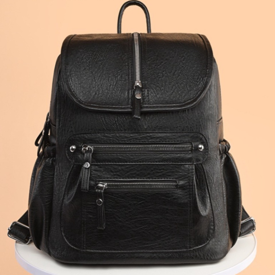 Leather Backpack Vintage - Ladies Bookbag Rucksack Women Large Capacity