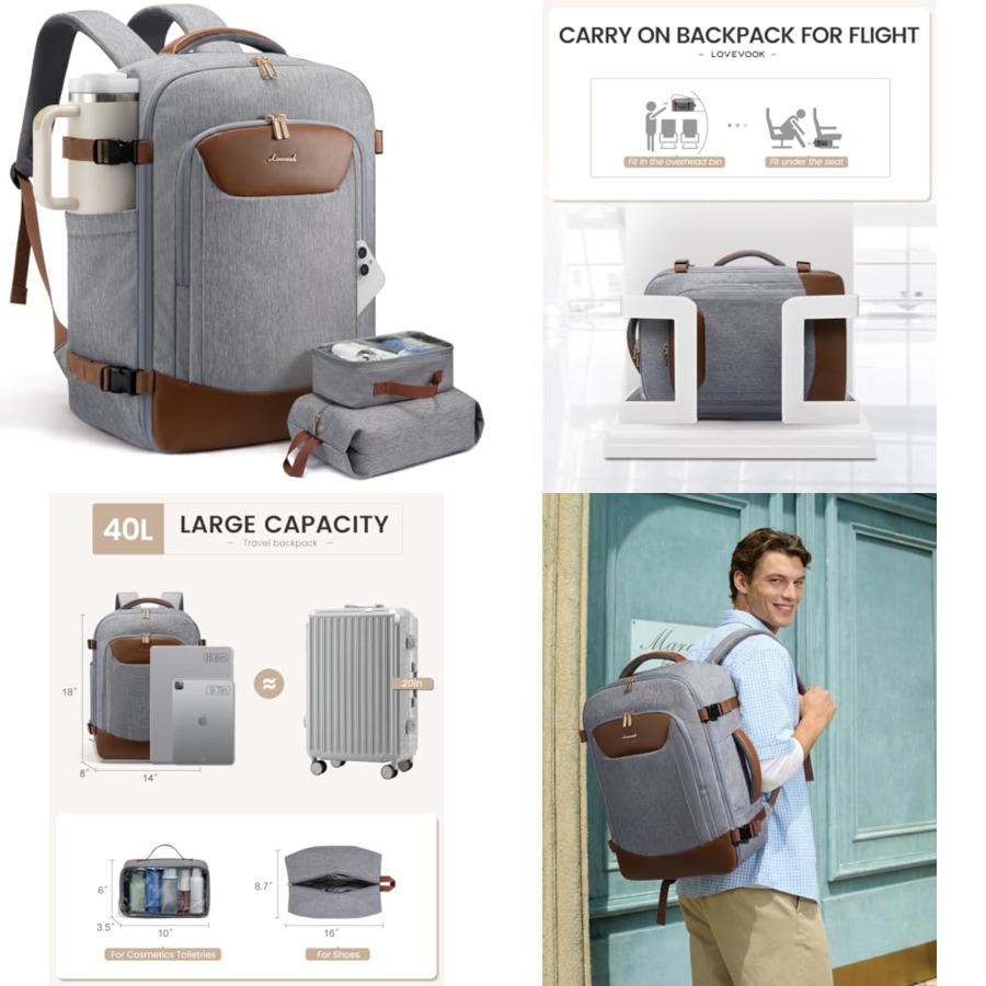 Laptop Backpack 15.6 - 40L Travel Backpack for Women Men,