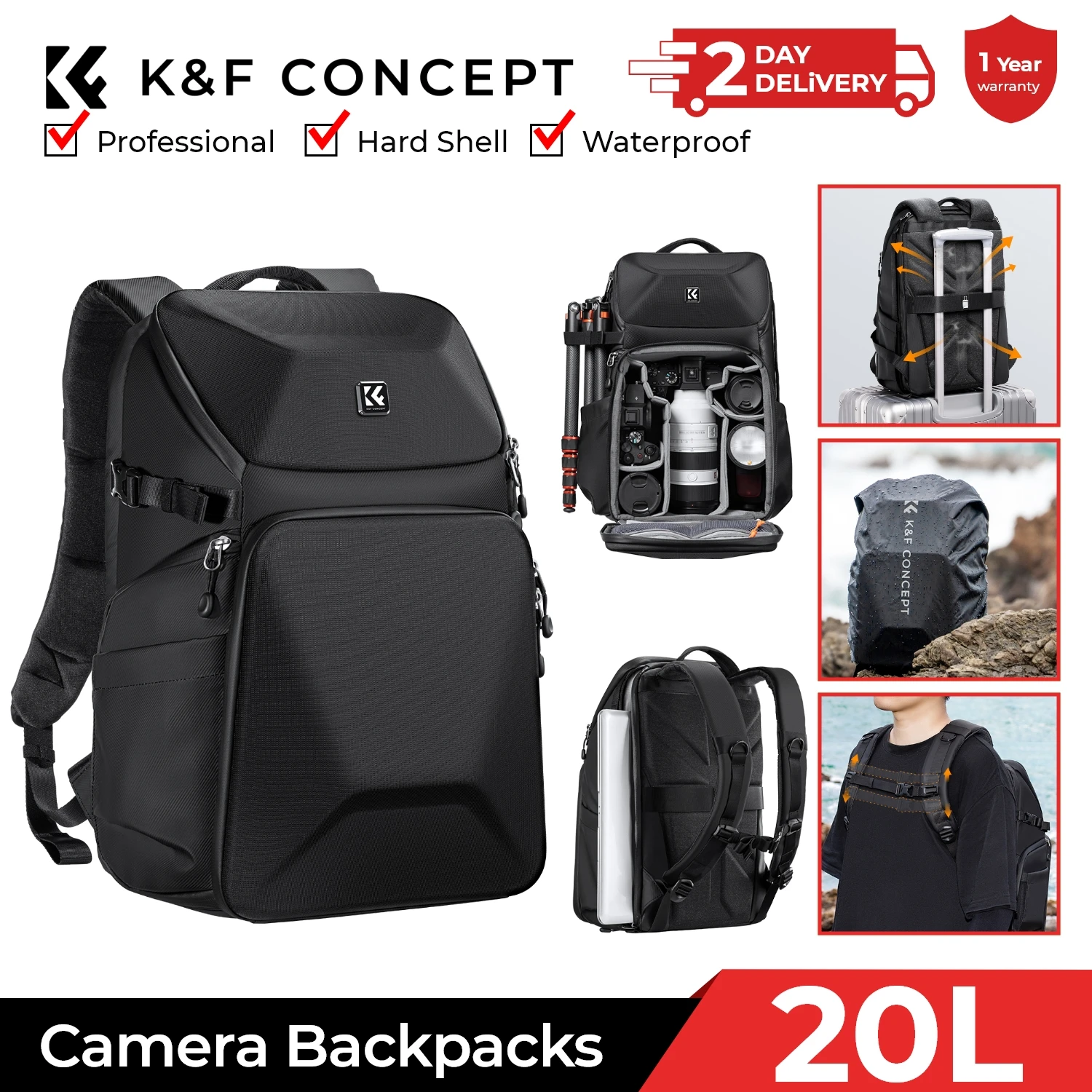 K&F CONCEPT 20L Camera Backpac - Laptop Backpack 15.6 avis et prix
