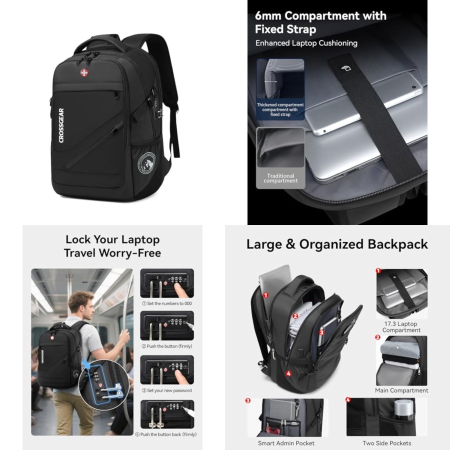 17.3'' Laptop Backpack for Men - Travel Backpack Anti Theft avis et prix