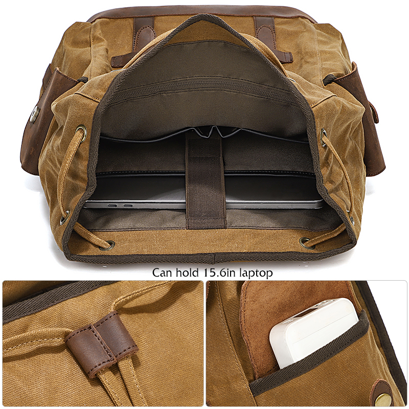 Men's Backpack Vintage Waxed C - Leather Backpack Vintage avis et prix