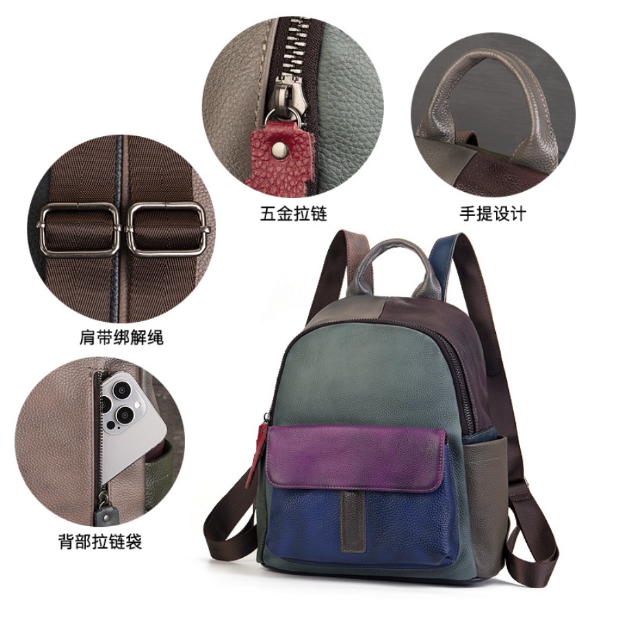 【New Arrival】 Vintage Color Bl - Leather Backpack Vintage avis et prix