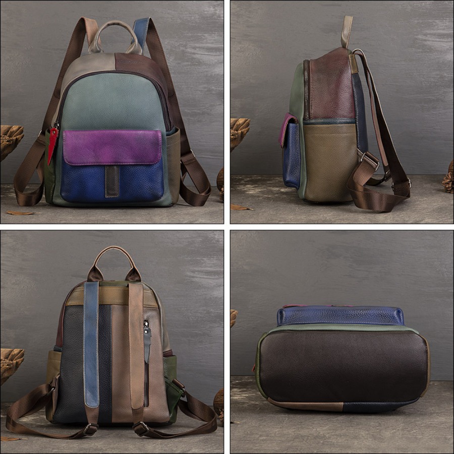 【New Arrival】 Vintage Color Bl - Leather Backpack Vintage avis et prix