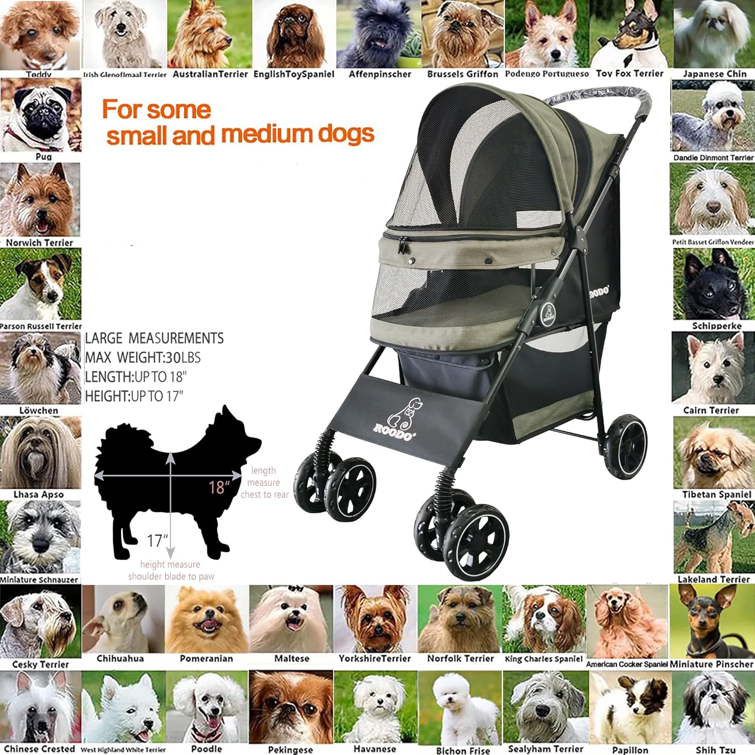 4 Wheel Dog Cat Pet Stroller,  - Foldable Backpack Small avis et prix