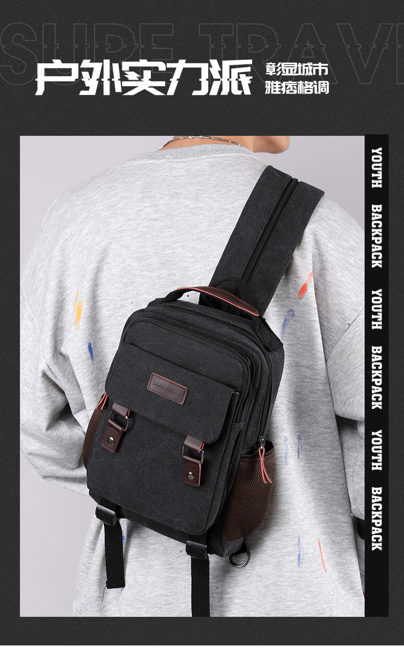 New Canvas Chest Bag Men Large - Canvas Backpack Casual avis et prix