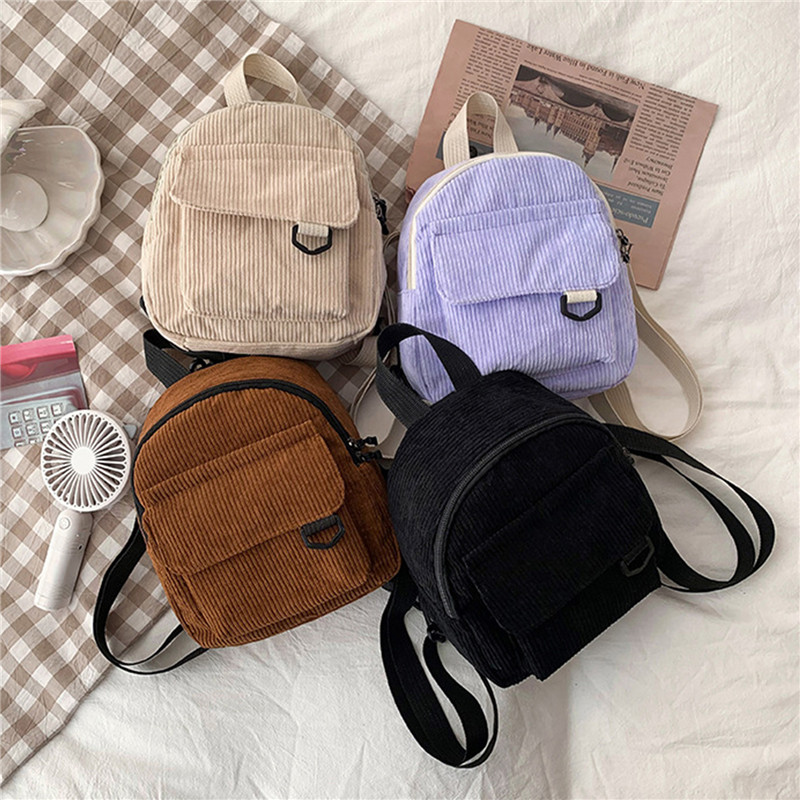 Solid Color Mini Backpack Cord - Fashion Backpack Women avis et prix