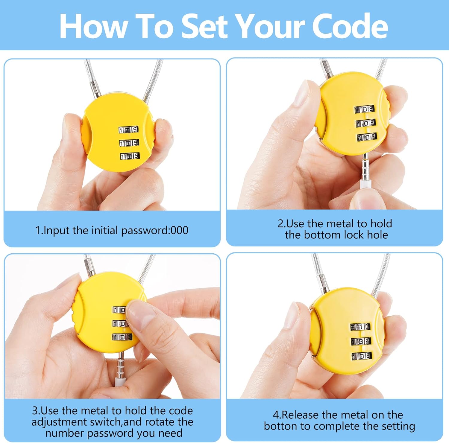 8 Pack Combination Wire Lock 3 - Backpack Lock Combo avis et prix